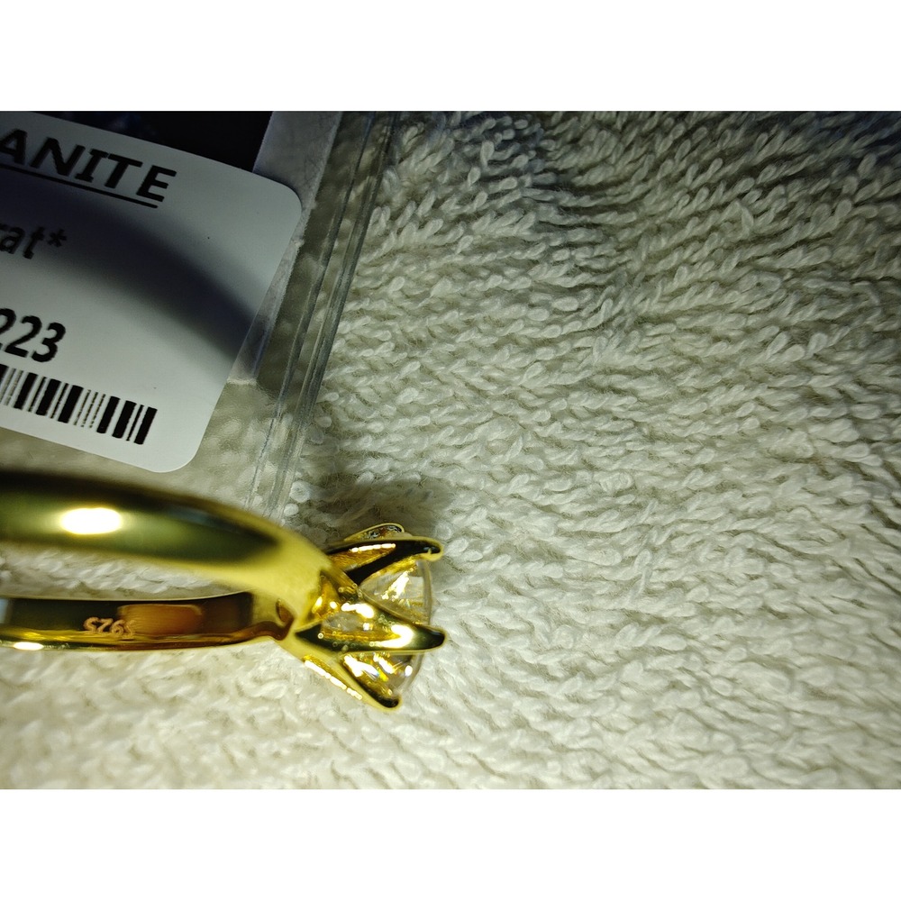 Solitaire Ring 2.0ct Moissanite D Color Gold Over Sterling Silver Adjustable - Picture 5 of 8